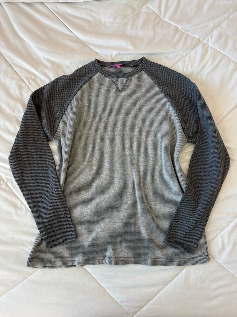 Edikted Two-Tone Thermal Raglan Long Sleeve - Gray and Charcoal